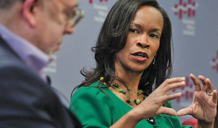 Valerie Wilson, the director of the Program on Race, Ethnicity, and the Economy at the Economic Policy Institute (EPI) speaks jobs and the economy in the Black community during an event at the EPI. (Freddie Allen/NNPA News Wire)
