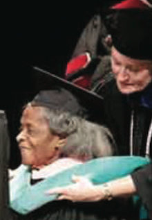 Civil rights pioneer Esther McCready receives an honorary degree from the University of Maryland. (Photo courtesy of the University of Maryland)