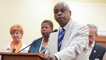 Wade Henderson, president and CEO of the Leadership Conference on Civil and Human Rights talks about the 2014 Voting Rights Amendment Act at a press conference on Capitol Hill. (Freddie Allen/NNPA)