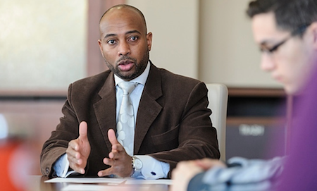 Jerlando F. L. Jackson chairs the Equity and Diversity Committee as the group meets in the Education Building. Photo credit: Jeff Miller, University of Wisconsin-Madison