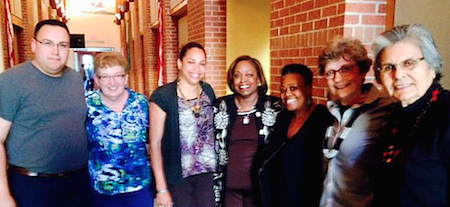 Some of Fitchburg’s new committee appointees (from left to right) Jason Gonzalez, Jeanie Sieling, Mariam Maldonado, Frances Huntley-Cooper, Sabrina Madison, Arlene Silveira and Ada Deer. Photo: Kaleem Caire