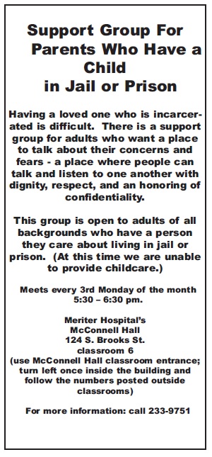 Support Group For Parents Who Have a Child in Jail or Prison