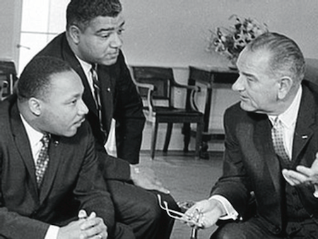 Martin Luther King (left), Whitney Young and President Lyndon Johnson (right)  in 1965 (AP Photo)