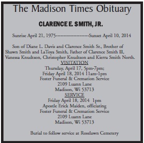 Madison Times Obituary